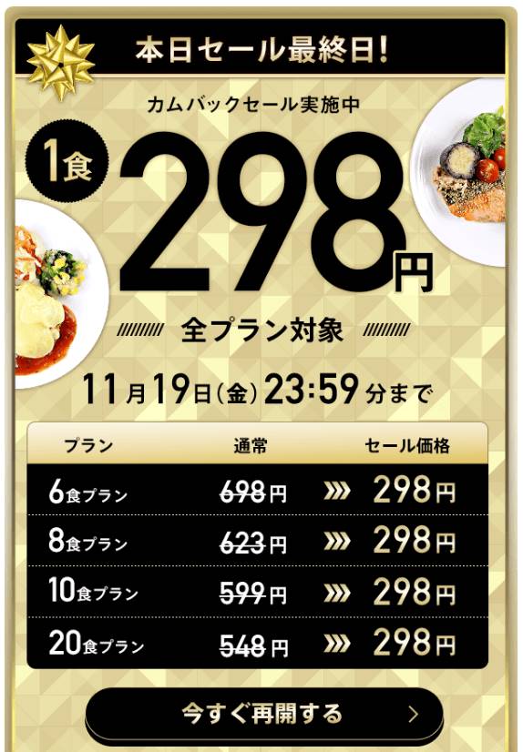 1食298円のクーポン
